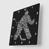 Typographie de gardien de hockey Horloge murale (Angle)