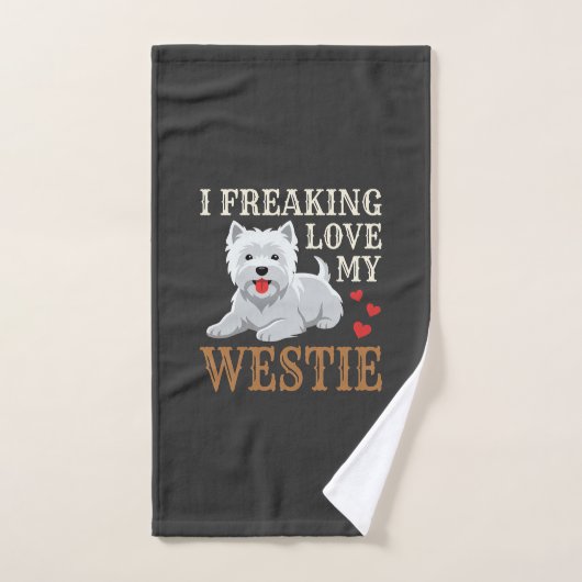 Typographie de l'amour du chien Westie (Serviette à main)