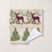 Typographie de l'arbre de Noël de cerfs Joyeux scr (Gant de toilette)