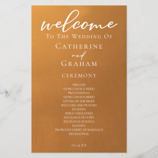Typographie de l'or rustique Programme Mariage de (Devant)