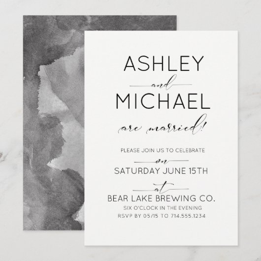 Typographie de mariage juste célébré Invitation à (Devant / Derrière)