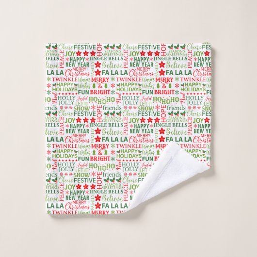 Typographie de Noël rouge et vert sans couture (Gant de toilette)
