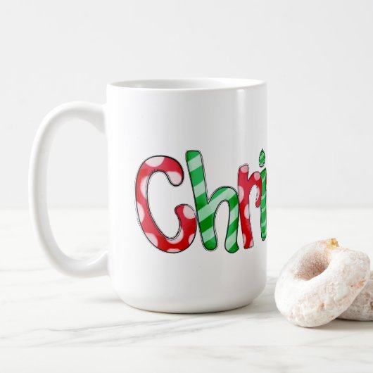 Typographie de Noël Rouge Green Festive Café Mug (Avec donut)
