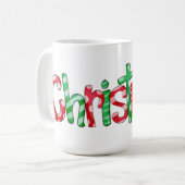 Typographie de Noël Rouge Green Festive Café Mug (Devant gauche)
