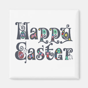 Typographie de Pâques joyeuse Magnet