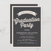 TYPOGRAPHIE DE RÉTRO GRAY GRADUY INVITATION PARTI (Devant / Derrière)