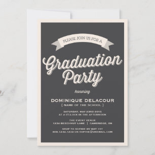 TYPOGRAPHIE DE RÉTRO GRAY GRADUY INVITATION PARTI