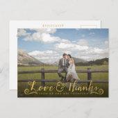 Typographie de script or Merci photo carte postale (Devant / Derrière)