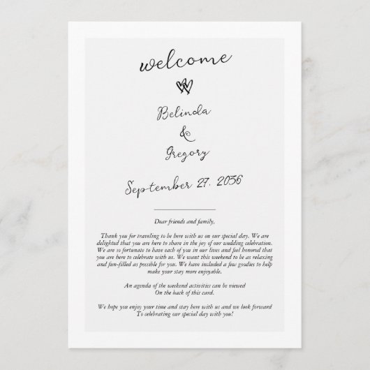 Typographie de script Programme de mariage Itinéra (Devant)