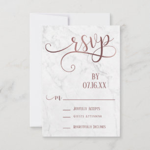 Typographie de script Rose Gold & Réponse RSVP en