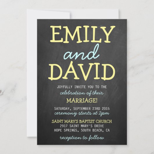 Typographie de tableau moderne Invitations de mari (Devant)