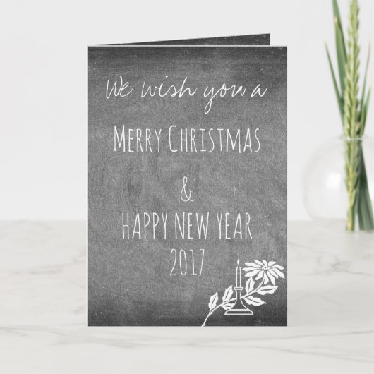 Typographie de tableau noir blanc carte de Noël (Devant)
