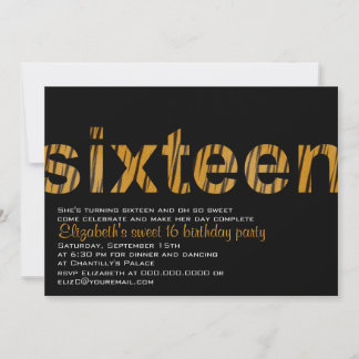 Typographie de Tigre Design Sweet 16 Invitation