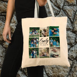 Typographie des citations familiales Grille photo<br><div class="desc">Portez vos souvenirs avec notre famille Citation Typographie Grille photo moderne Sac fourre-tout de collage! Ce sac fourre-tout élégant présente une citation de typographie manuscrite : "Famille. Là où la vie commence et où l'amour ne finit jamais." Sous la citation, personnalisez-la avec votre nom de famille et année établie. Autour...</div>