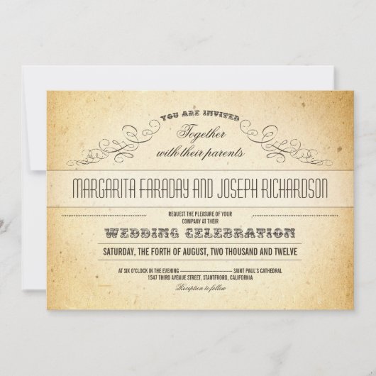 typographie design design invitations de mariage v (Devant)