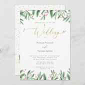 Typographie d'or Faire-part de mariage de Noël (Devant / Derrière)