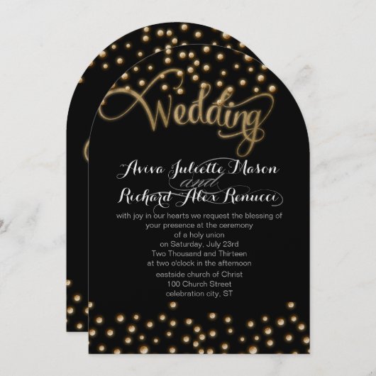 TYPOGRAPHIE D'Or Invitations De Mariage (Devant / Derrière)