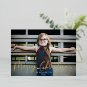 Typographie d'or Joyeux Noël Photo de vacances (Debout devant)