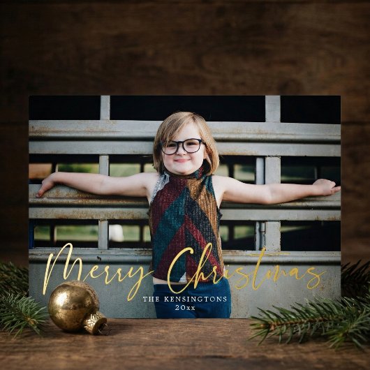 Typographie d'or Joyeux Noël Photo de vacances