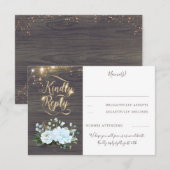 Typographie d'or Mariage de automne rustique RSVP (Devant / Derrière)
