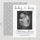 Typographie du coeur modèle photo Nouveau bébé gar (Devant / Derrière)