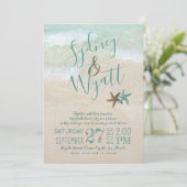 Typographie du sable de plage Starfish Faire-part  (Debout devant)