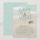 Typographie du sable de plage Starfish Faire-part  (Devant / Derrière)