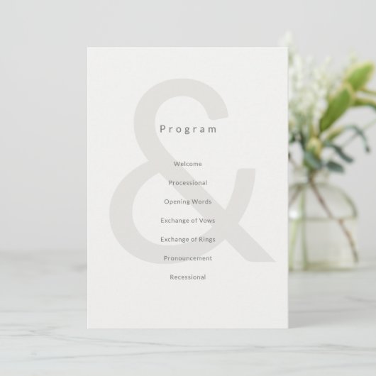 Typographie éditoriale Programme de mariage (Debout devant)