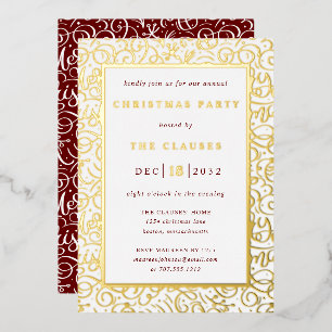Typographie élégante Fête de Noël Foil Invitation