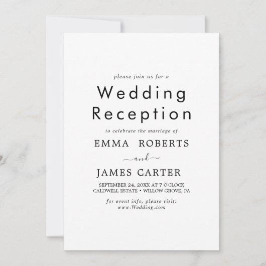 Typographie Élégante | Invitation de Réception de  (Devant)