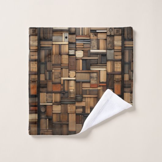 Typographie en bois et collage d'art (Gant de toilette)