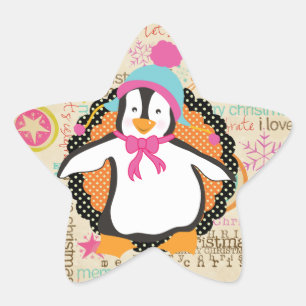 Typographie et Penguins Sticker Star Whimsy