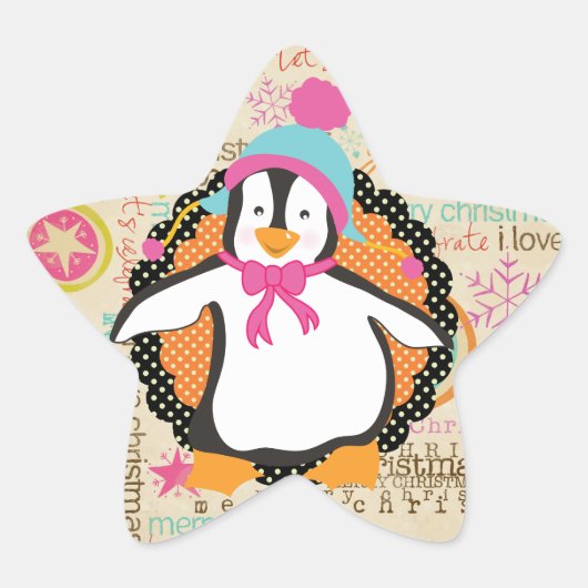Typographie et Penguins Sticker Star Whimsy (Devant)
