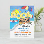 Typographie Été Anniversaire Piscine Invitation (Debout devant)