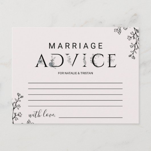Typographie florale Cartes de conseil de mariage (Devant)