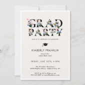 Typographie florale moderne GRAD PARTY Invitation (Devant)