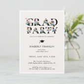Typographie florale moderne GRAD PARTY Invitation (Debout devant)