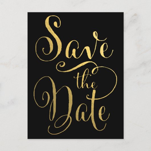 Typographie Gold Foil Enregistrer la date Carte po (Devant)