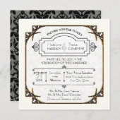 Typographie Gold Frame Art Déco Grand Invitation G (Devant / Derrière)