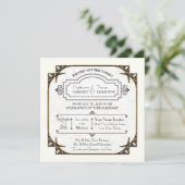 Typographie Gold Frame Art Déco Grand Invitation G (Debout devant)