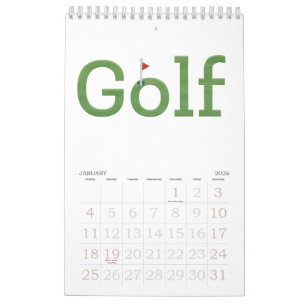 Typographie GOLF 2026 Calendrier mural