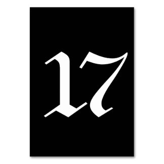Typographie gothique mariage noir numéro de table