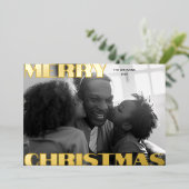 Typographie gras Foil Carte photo de vacances (Debout devant)