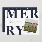 Typographie gras MERRY Carte de vacances Photo Ble (Devant / Derrière)