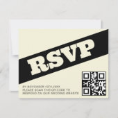 Typographie Gras QR RSVP Black Ecru Modern Mariage (Devant)