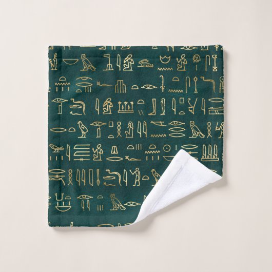 Typographie hiéroglyphes égyptiens dorés Egypte (Gant de toilette)