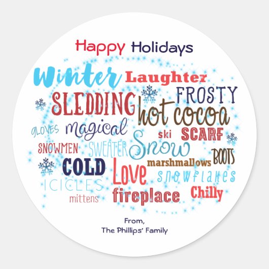 Typographie HIVER Fun Writing Favoriser Sticker (Devant)