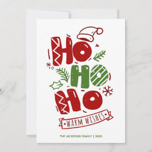 Typographie Ho Ho Ho Rouge Vert Carte de Noël Fête