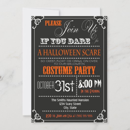 Typographie Invitation de la fête d'Halloween (Devant)