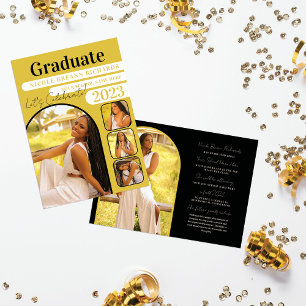 Typographie Jaune Faire-part de graduation photo